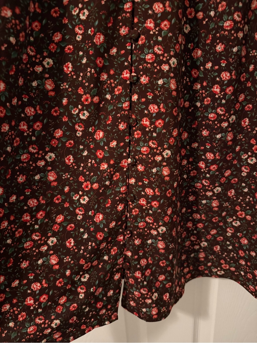 English Factory Floral Long Sleeve Mini Dress with Front Button Detail - Picture 7 of 13